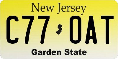 NJ license plate C77OAT