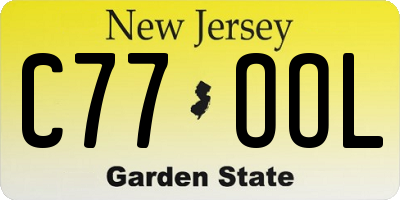 NJ license plate C77OOL