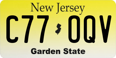 NJ license plate C77OQV