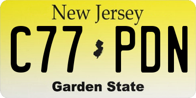 NJ license plate C77PDN