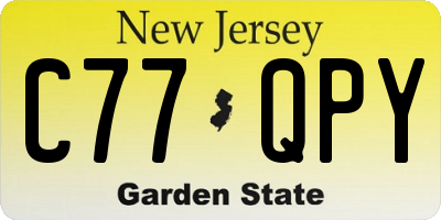 NJ license plate C77QPY