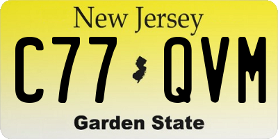NJ license plate C77QVM