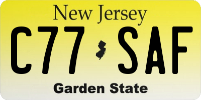NJ license plate C77SAF