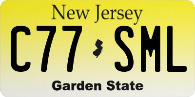 NJ license plate C77SML