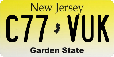 NJ license plate C77VUK