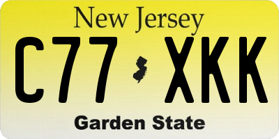 NJ license plate C77XKK
