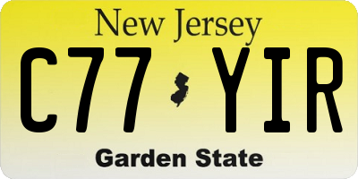 NJ license plate C77YIR
