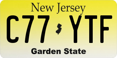 NJ license plate C77YTF