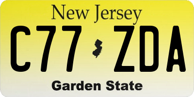 NJ license plate C77ZDA