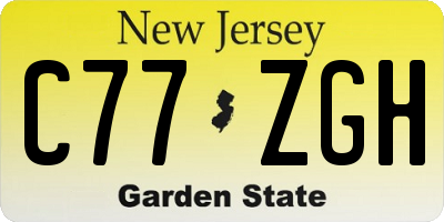 NJ license plate C77ZGH