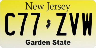 NJ license plate C77ZVW