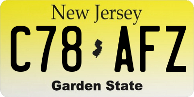 NJ license plate C78AFZ