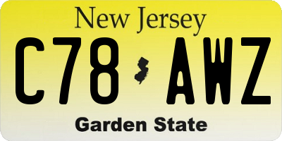 NJ license plate C78AWZ