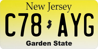 NJ license plate C78AYG