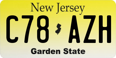NJ license plate C78AZH