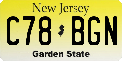 NJ license plate C78BGN