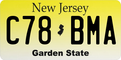 NJ license plate C78BMA