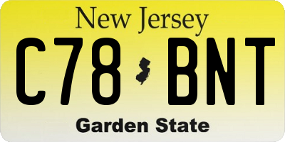 NJ license plate C78BNT