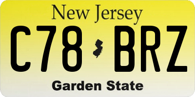 NJ license plate C78BRZ