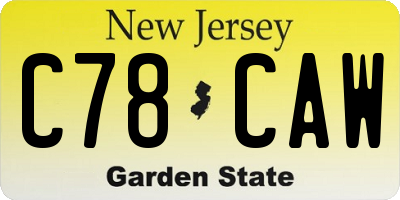 NJ license plate C78CAW