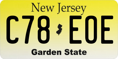 NJ license plate C78EOE