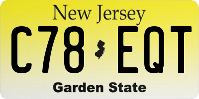 NJ license plate C78EQT