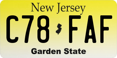 NJ license plate C78FAF