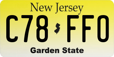 NJ license plate C78FFO