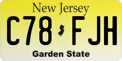 NJ license plate C78FJH