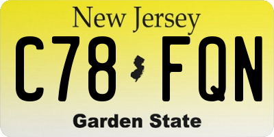 NJ license plate C78FQN