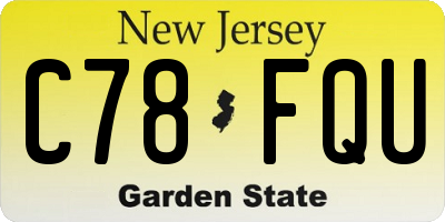 NJ license plate C78FQU