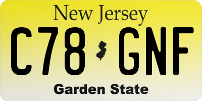 NJ license plate C78GNF