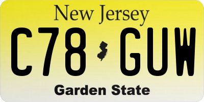 NJ license plate C78GUW