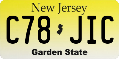 NJ license plate C78JIC