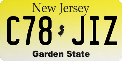 NJ license plate C78JIZ