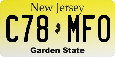 NJ license plate C78MFO