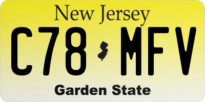 NJ license plate C78MFV