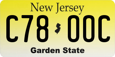 NJ license plate C78OOC
