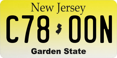 NJ license plate C78OON
