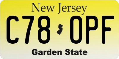 NJ license plate C78OPF