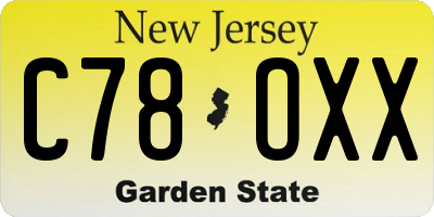 NJ license plate C78OXX