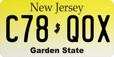 NJ license plate C78QOX