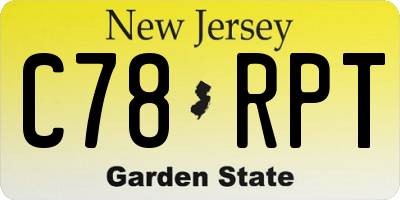 NJ license plate C78RPT