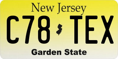 NJ license plate C78TEX