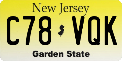 NJ license plate C78VQK