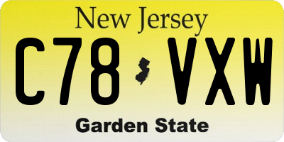 NJ license plate C78VXW