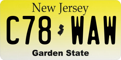 NJ license plate C78WAW