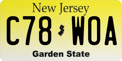 NJ license plate C78WOA