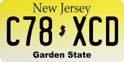 NJ license plate C78XCD