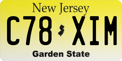 NJ license plate C78XIM